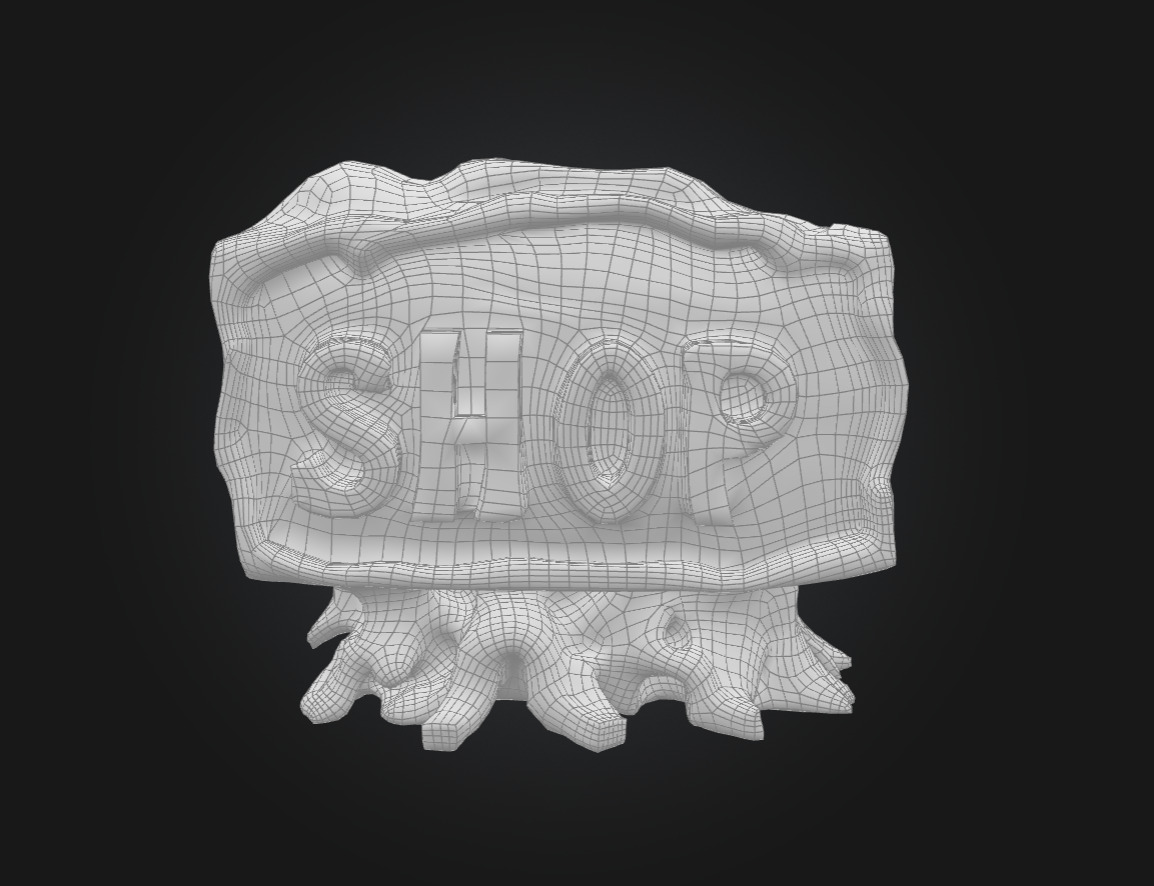 Ancient Wooden Shop Sign with Glowing Runes Low-poly 3D model_5