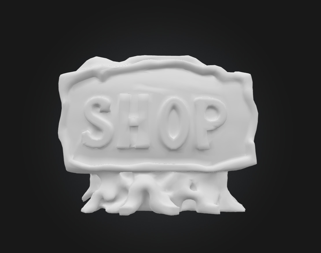 Ancient Wooden Shop Sign with Glowing Runes Low-poly 3D model_3