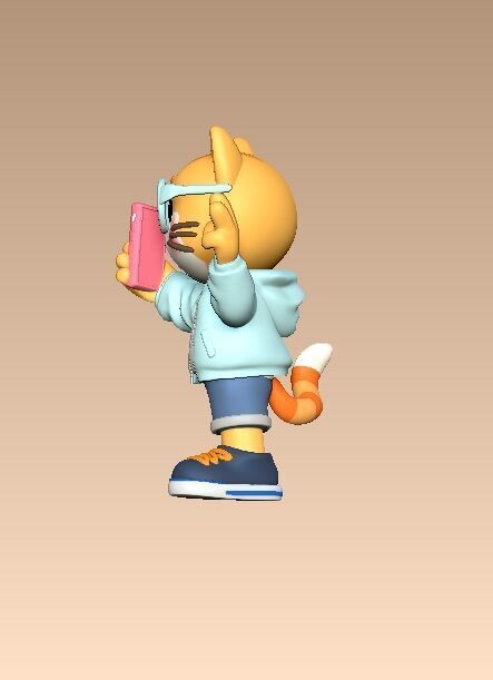A cute cartoon style cat star 3D print model_7