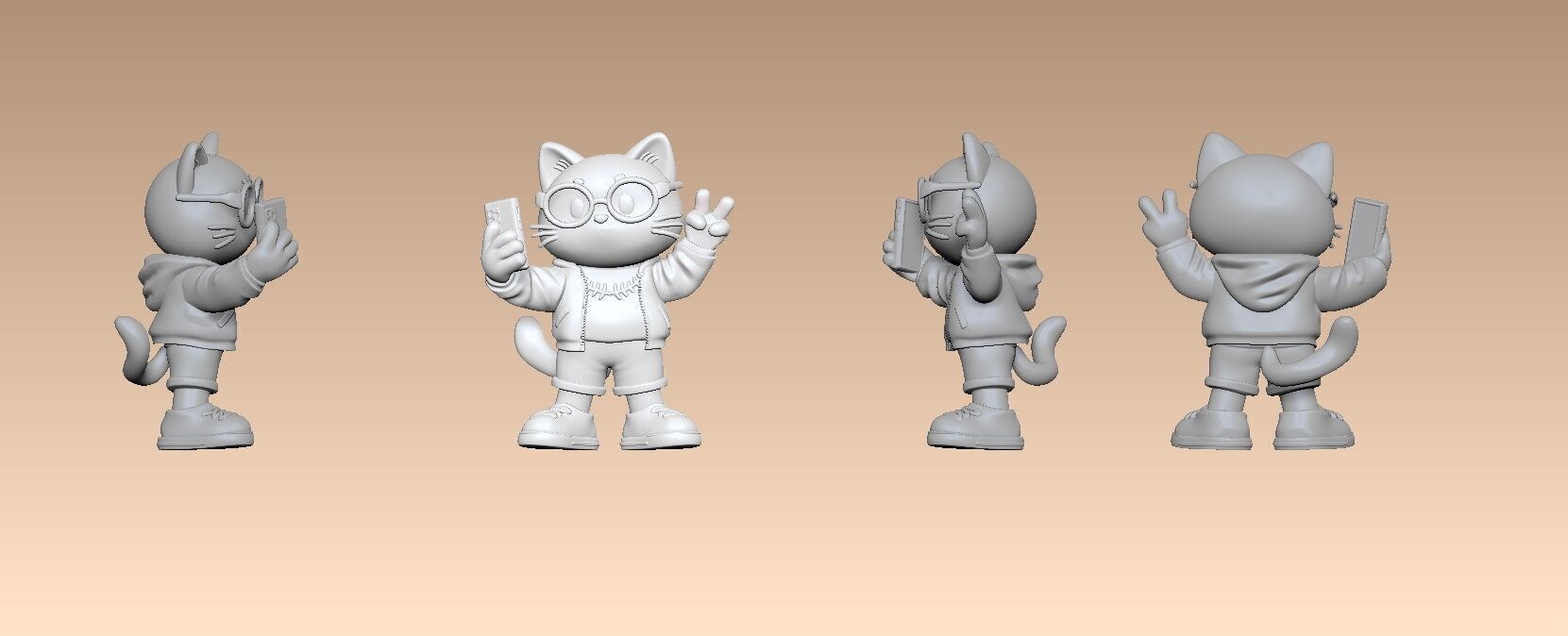 A cute cartoon style cat star 3D print model_1