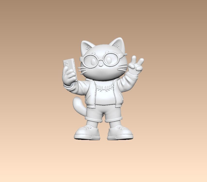 A cute cartoon style cat star 3D print model_9