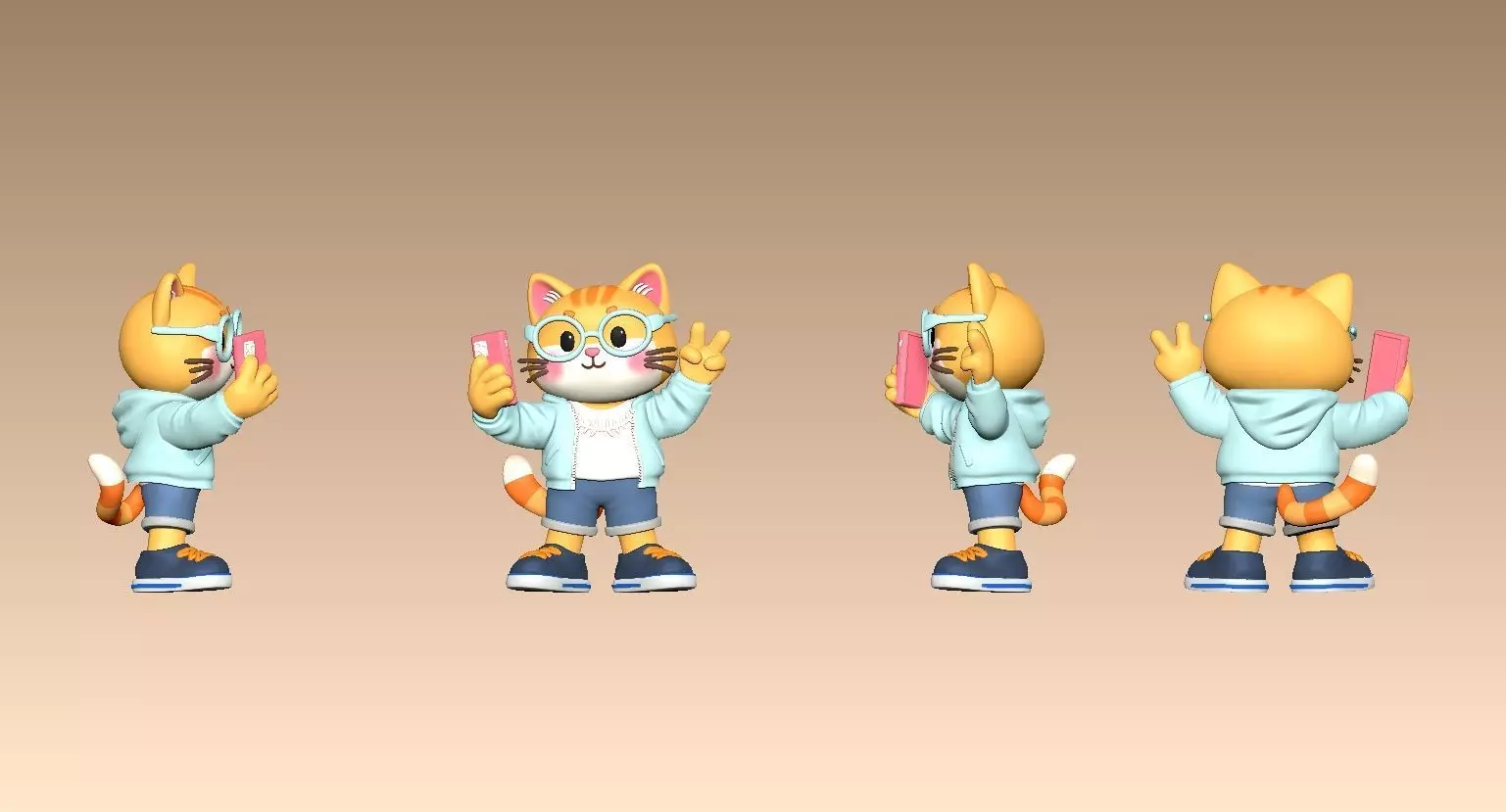A cute cartoon style cat star 3D print model_0