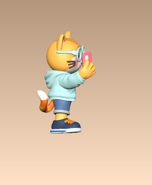 A cute cartoon style cat star 3D print model_6