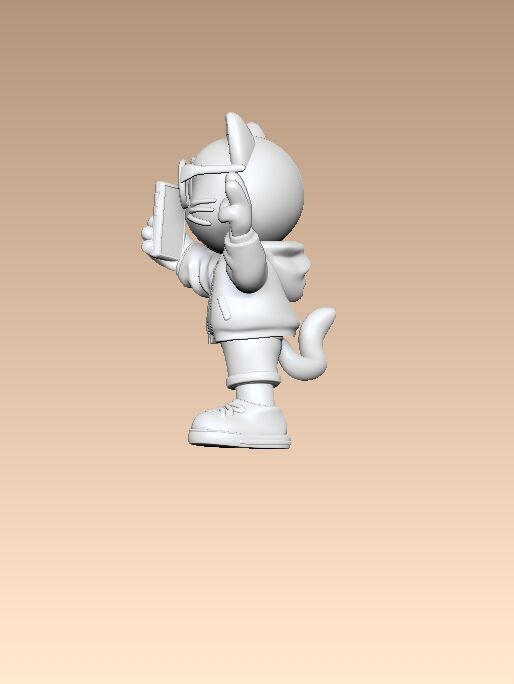 A cute cartoon style cat star 3D print model_3