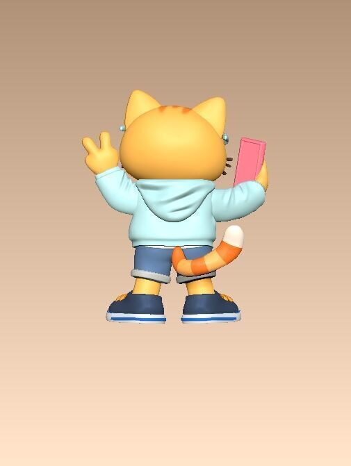 A cute cartoon style cat star 3D print model_8