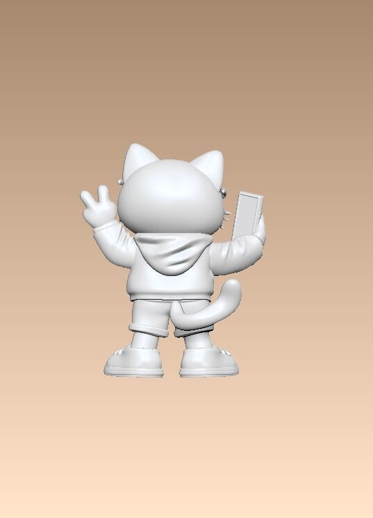 A cute cartoon style cat star 3D print model_2