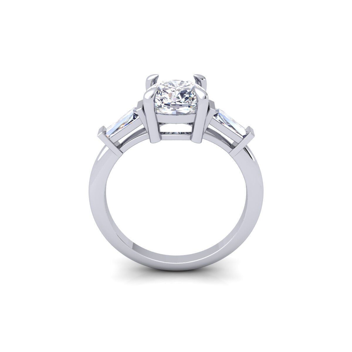 3 Stone Cushion Diamond Ring 3d Model and Render  3D print model_2