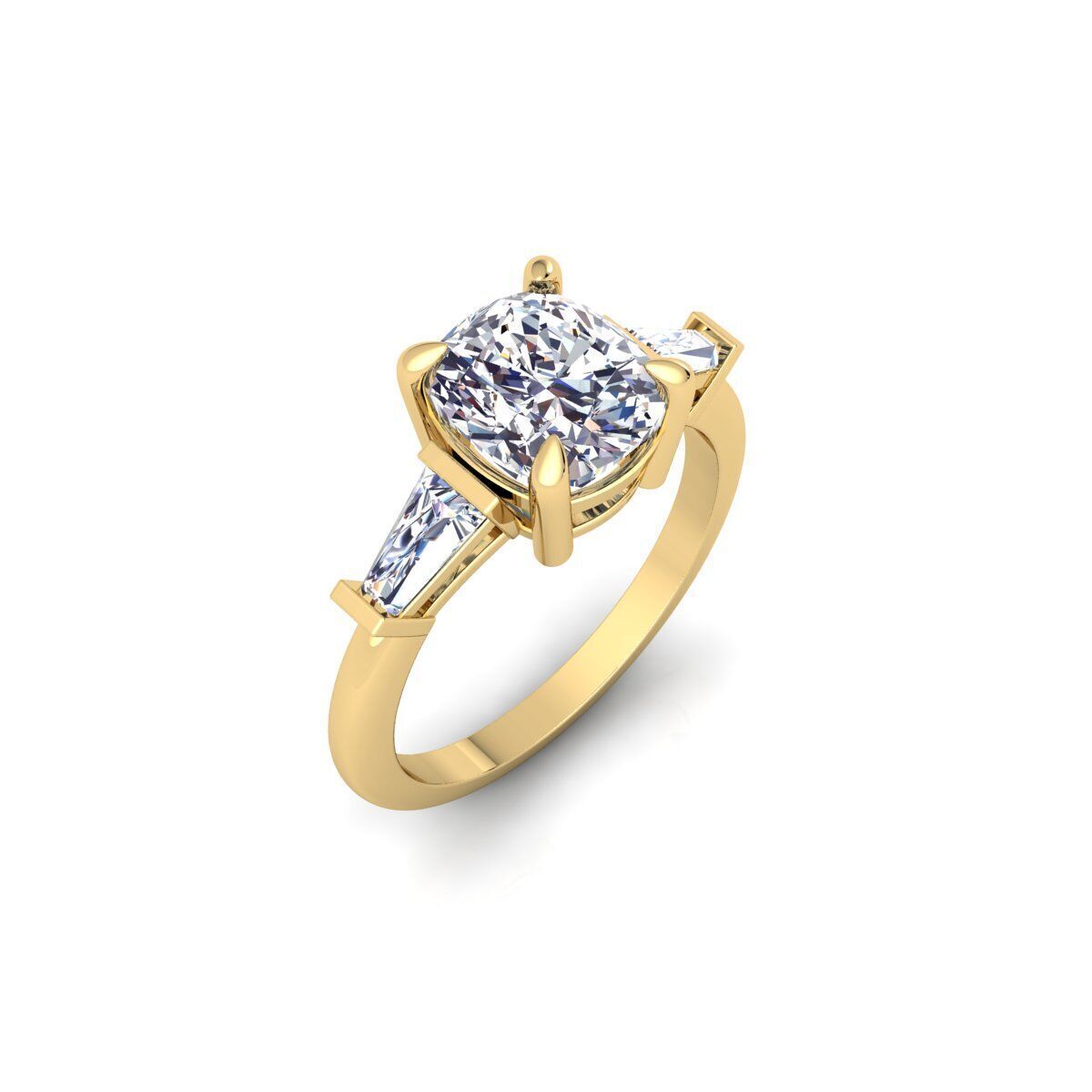 3 Stone Cushion Diamond Ring 3d Model and Render  3D print model_3