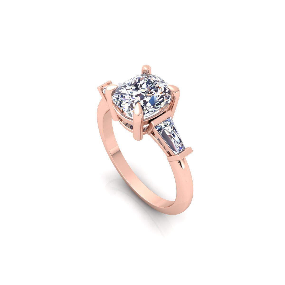 3 Stone Cushion Diamond Ring 3d Model and Render  3D print model_7
