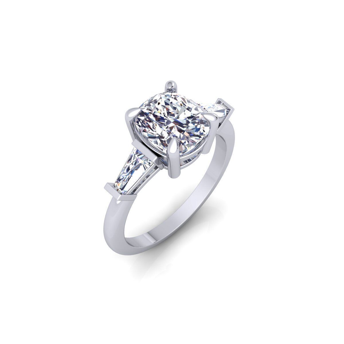 3 Stone Cushion Diamond Ring 3d Model and Render  3D print model_5