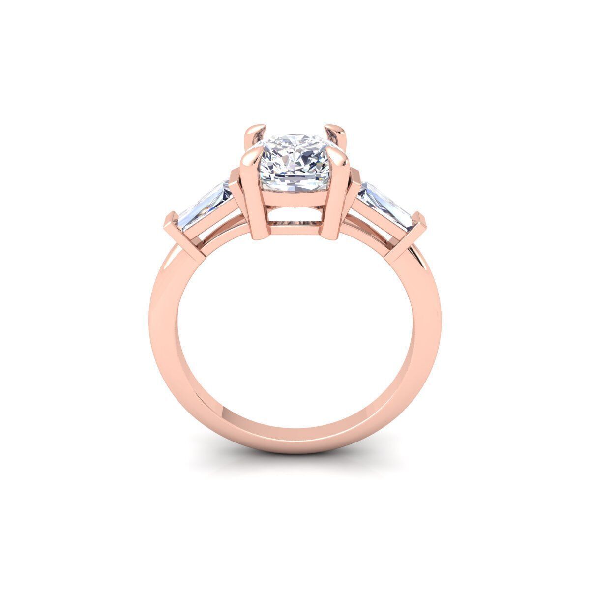 3 Stone Cushion Diamond Ring 3d Model and Render  3D print model_4