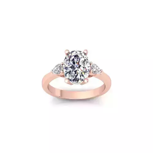 3 Stone Ovel Center Ring 3d model and Render  3D print model