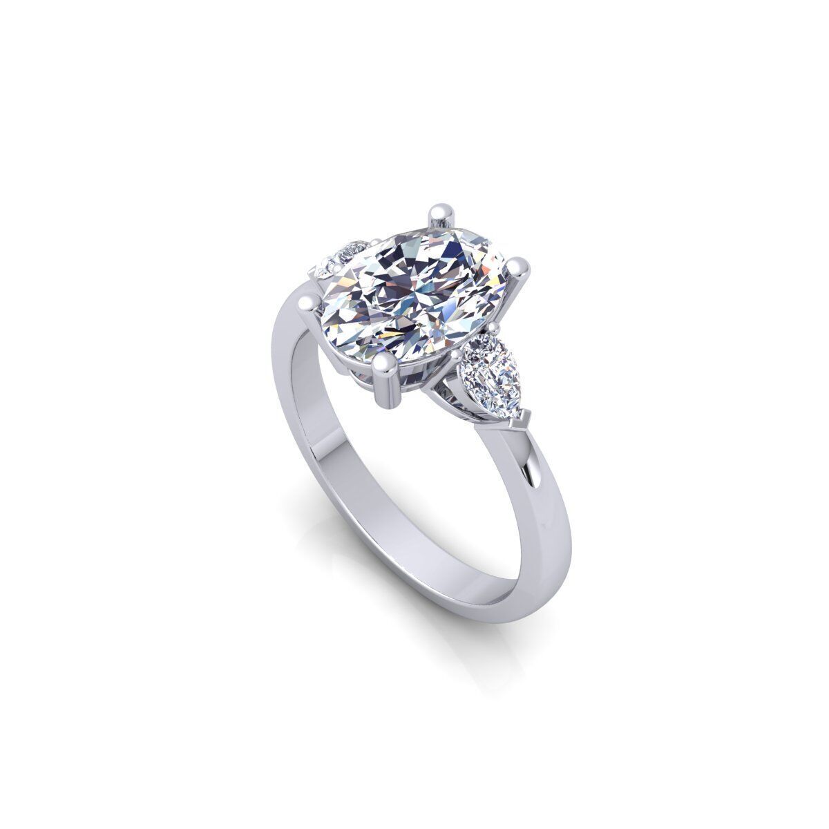 3 Stone Ovel Center Ring 3d model and Render  3D print model_8