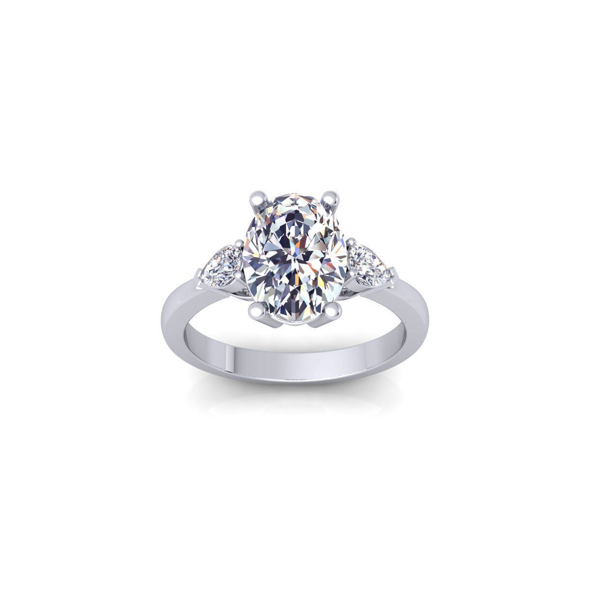 3 Stone Ovel Center Ring 3d model and Render  3D print model_2