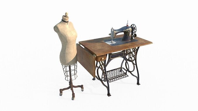 Old classical manual sewing machine 3D model