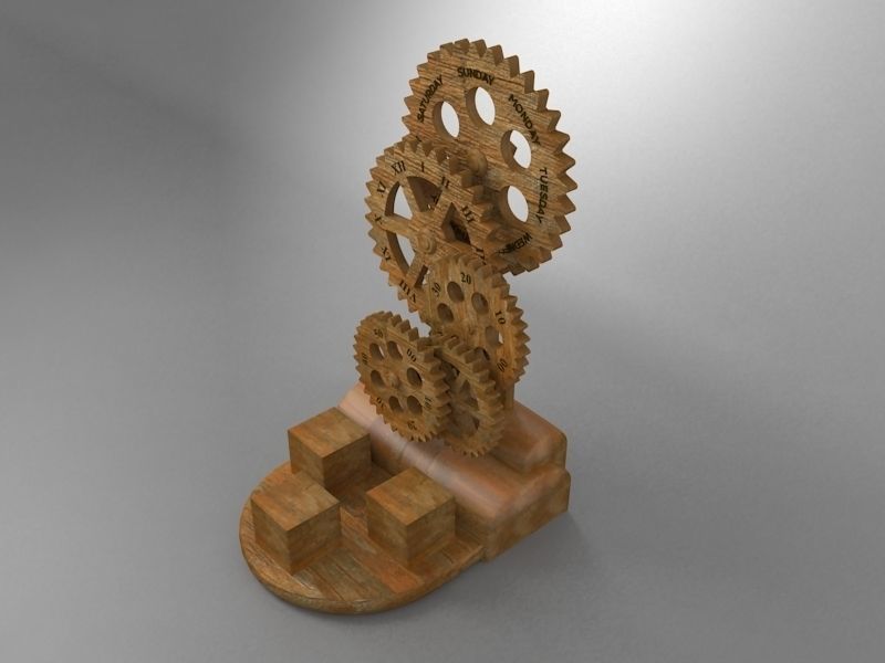 Gear Watch wood Free 3D model_1
