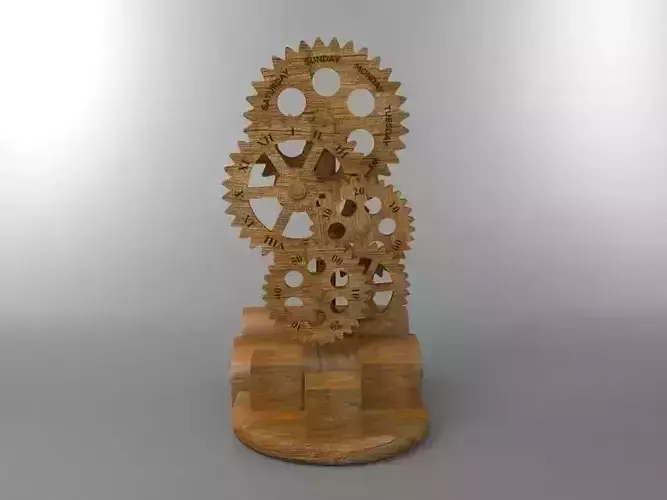 Gear Watch wood Free 3D model