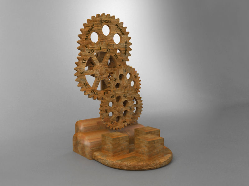 Gear Watch wood Free 3D model_2