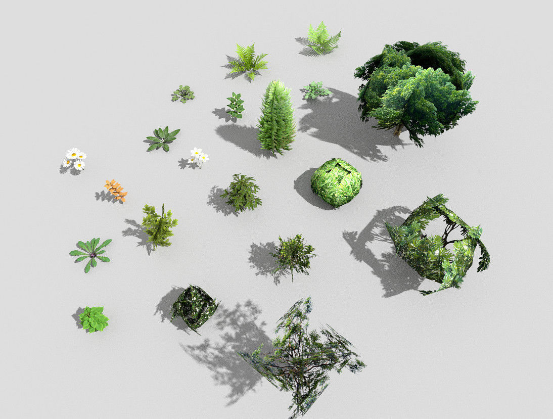 low poly plants collection and trees Low-poly 3D model_5