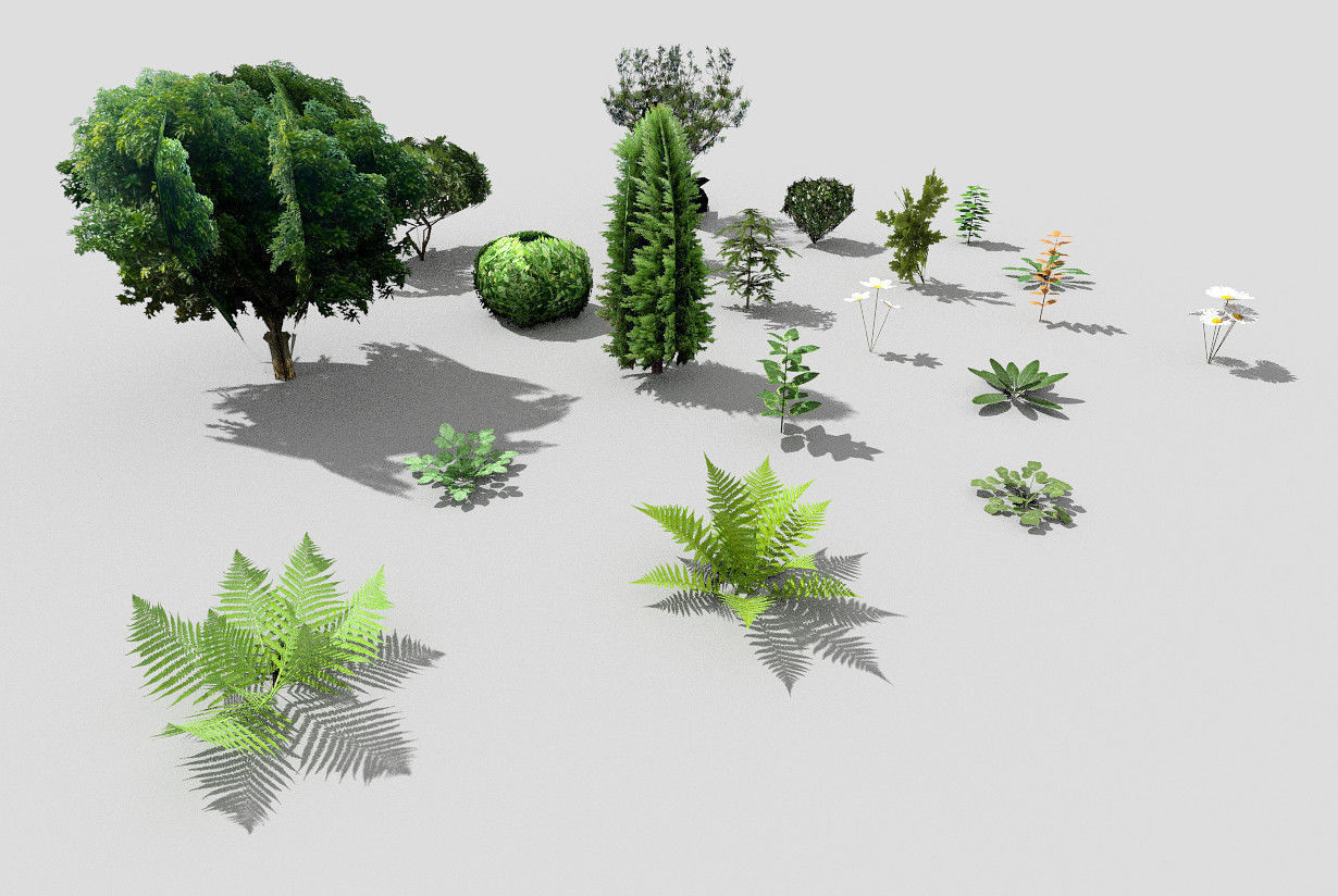 low poly plants collection and trees Low-poly 3D model_6