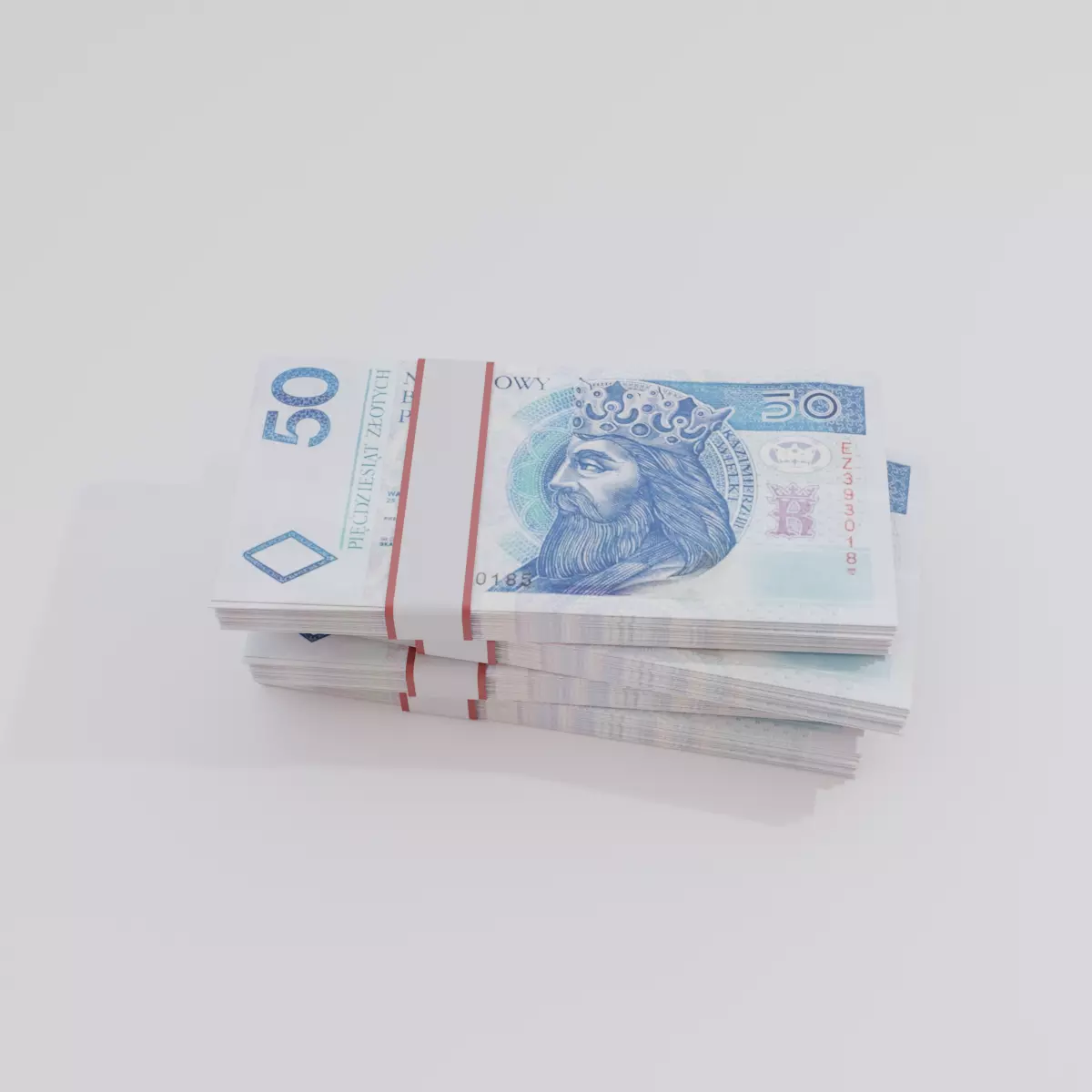 50 Polish zloty Currency Low-poly 3D model_0