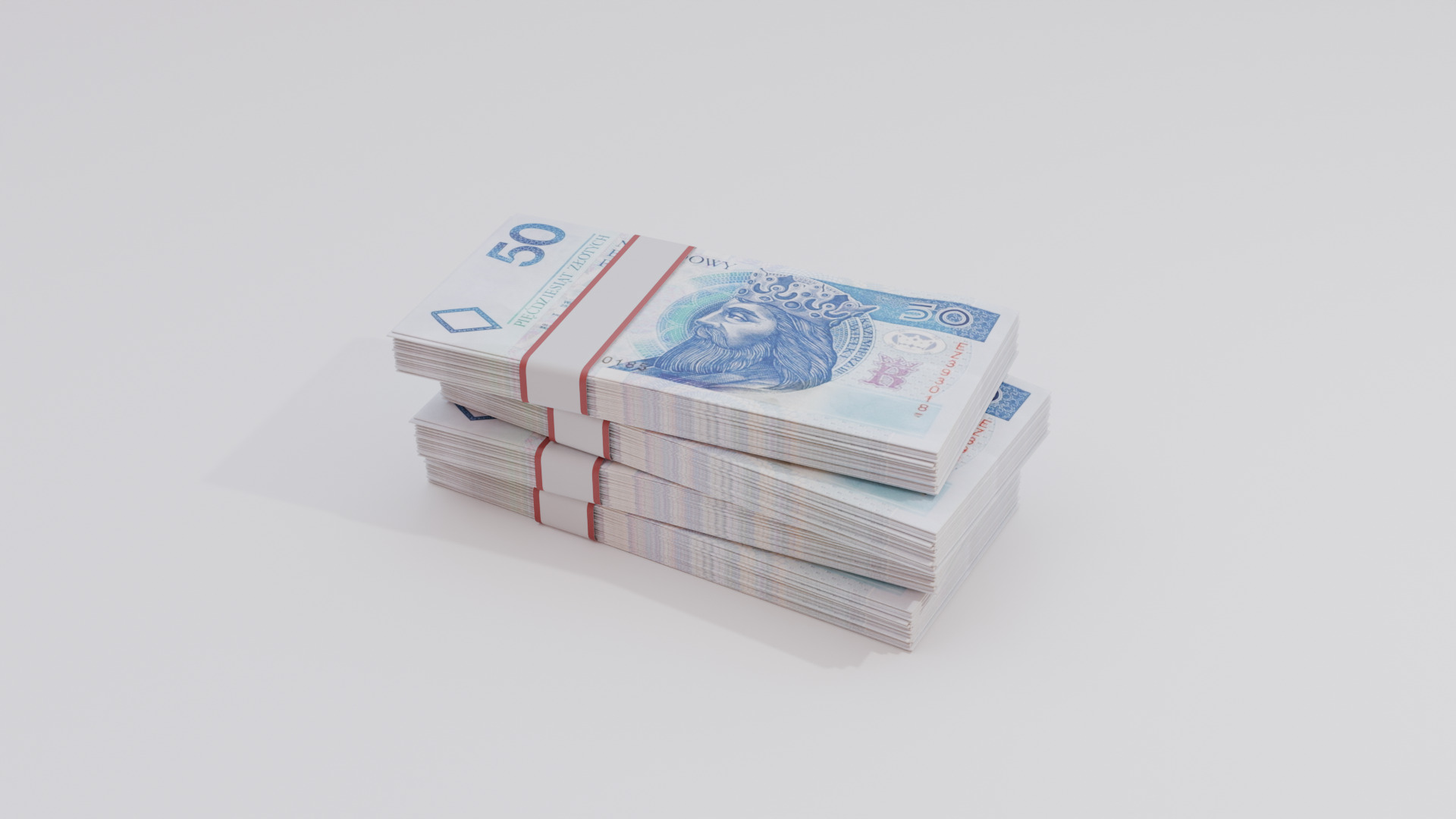 50 Polish zloty Currency Low-poly 3D model_1