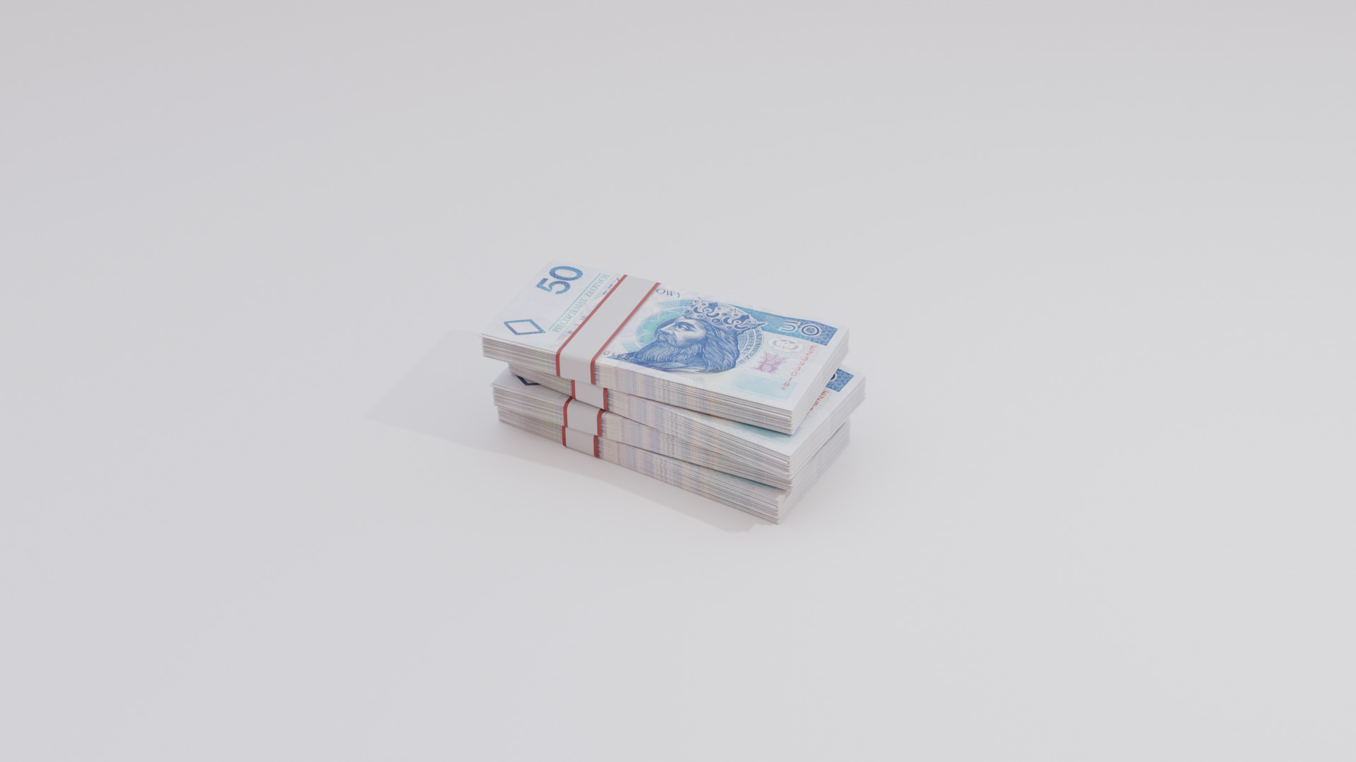 50 Polish zloty Currency Low-poly 3D model_4