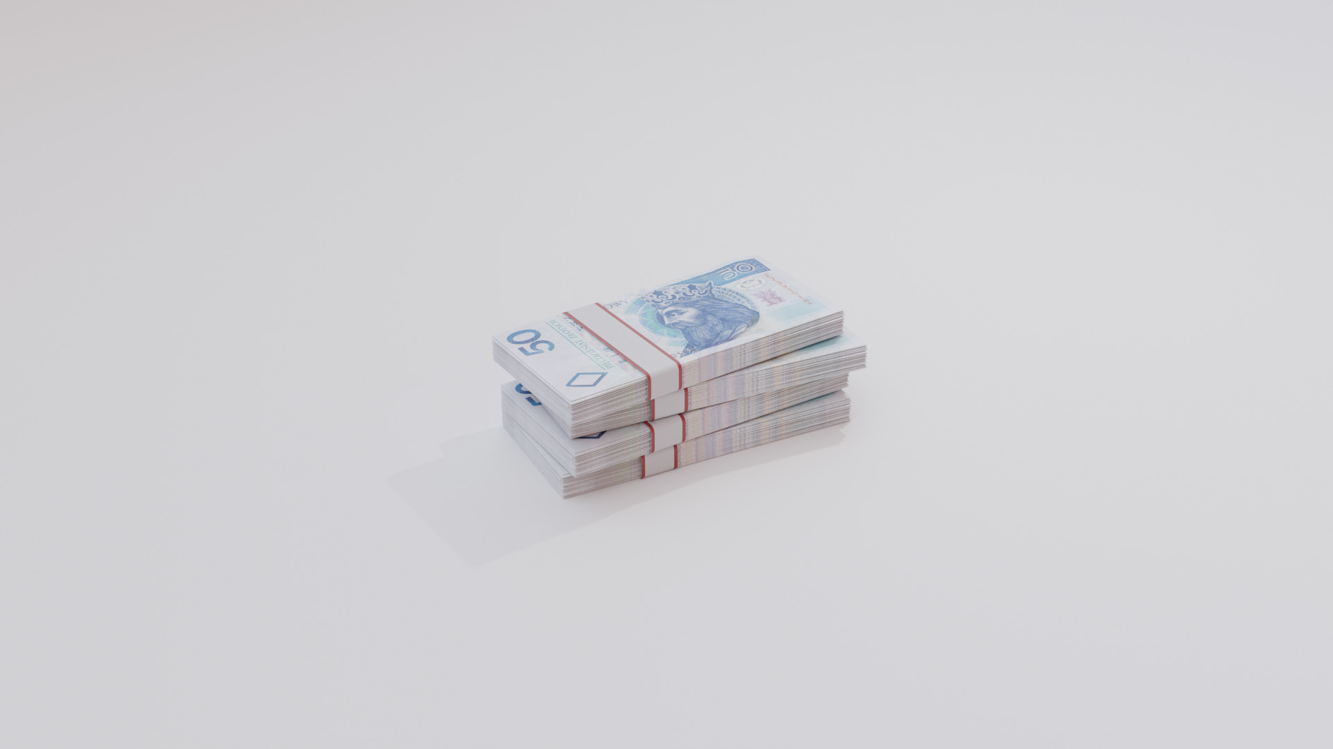 50 Polish zloty Currency Low-poly 3D model_5