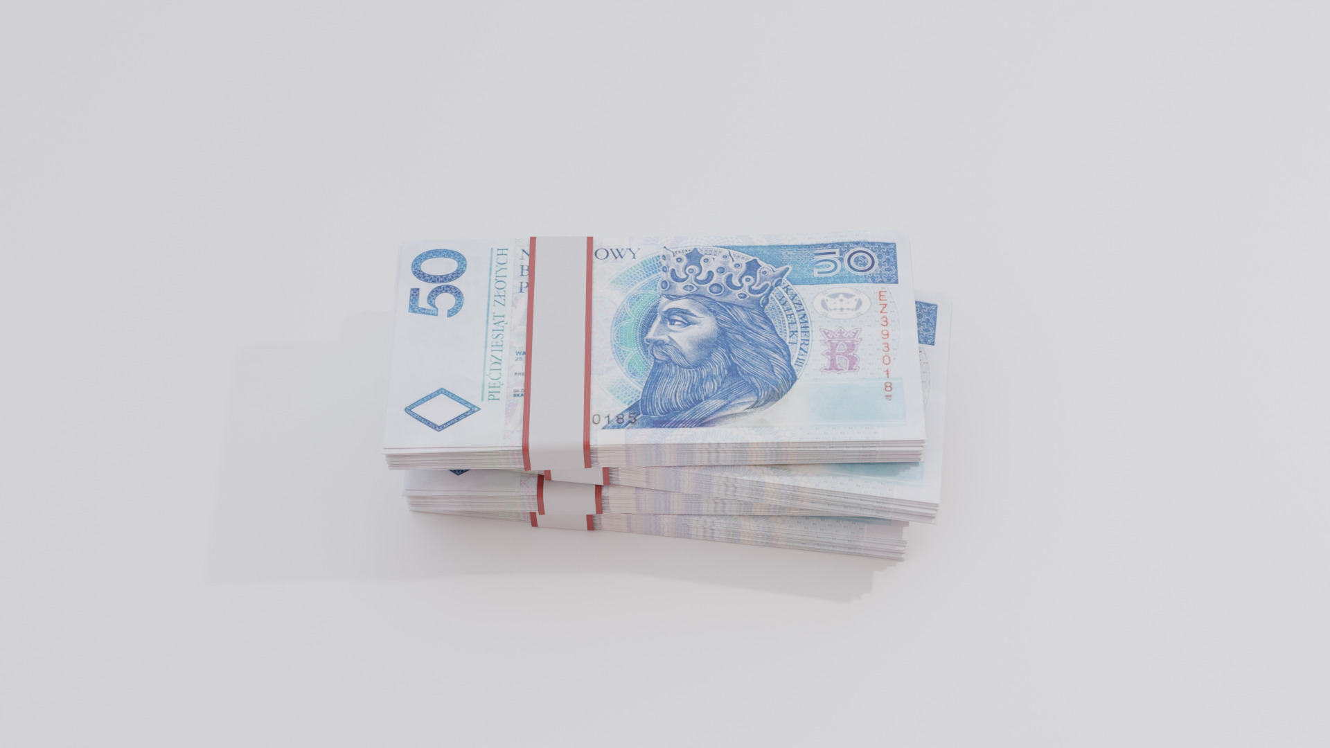 50 Polish zloty Currency Low-poly 3D model_3