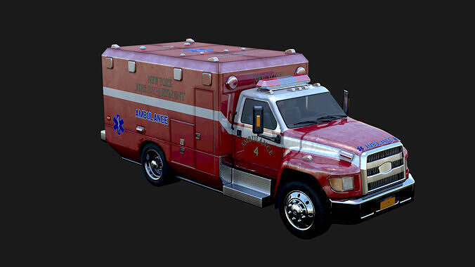 1980 Ambulance 3D Model Quality Realistic Rendered With Textured Low-poly 3D model