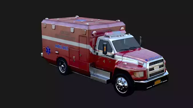 1980 Ambulance 3D Model Quality Realistic Rendered With Textured