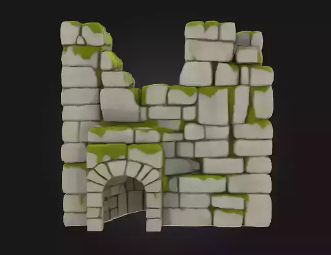 Modular Ancient Stone Ruin Blocks Stylized Game Asset