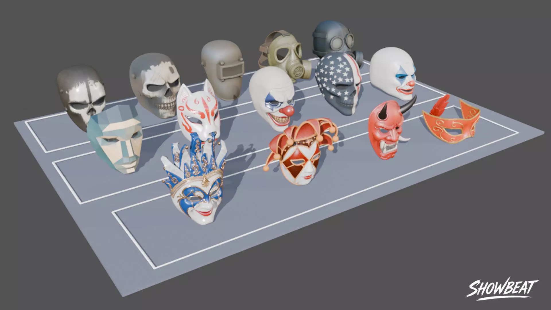 Mask Pack Low-poly 3D model_14