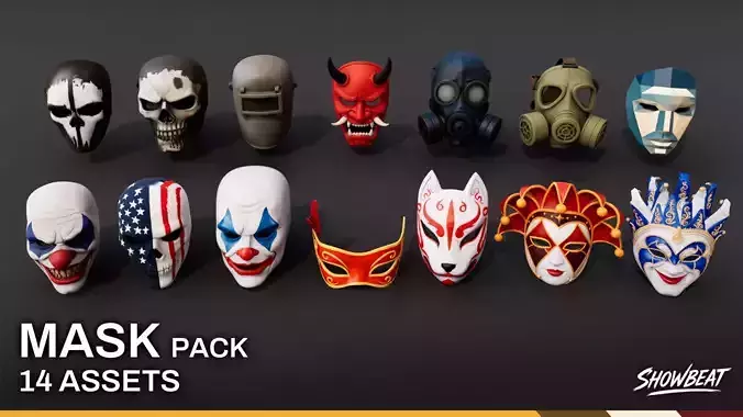 Mask Pack Low-poly 3D model Mask Pack Low-poly 3D model