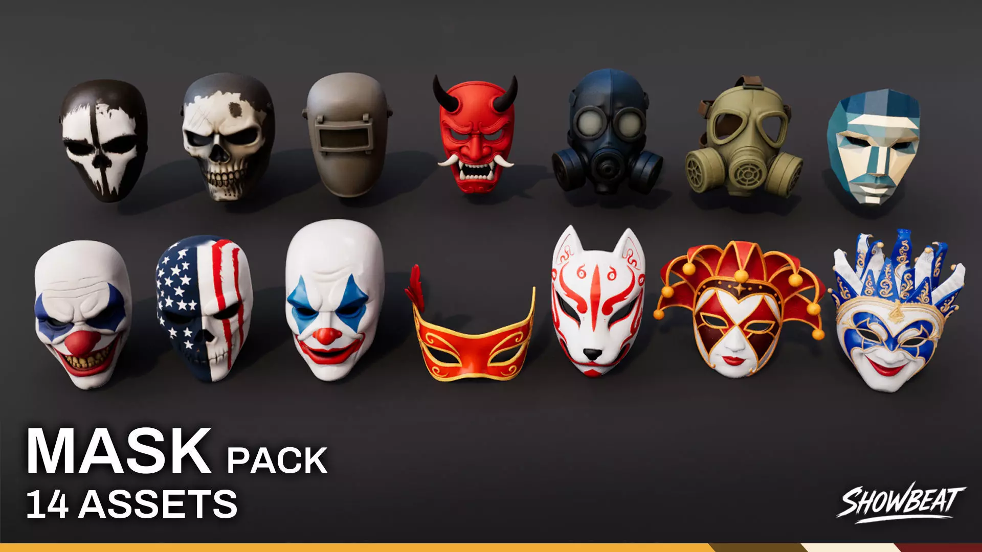Mask Pack Low-poly 3D model_0