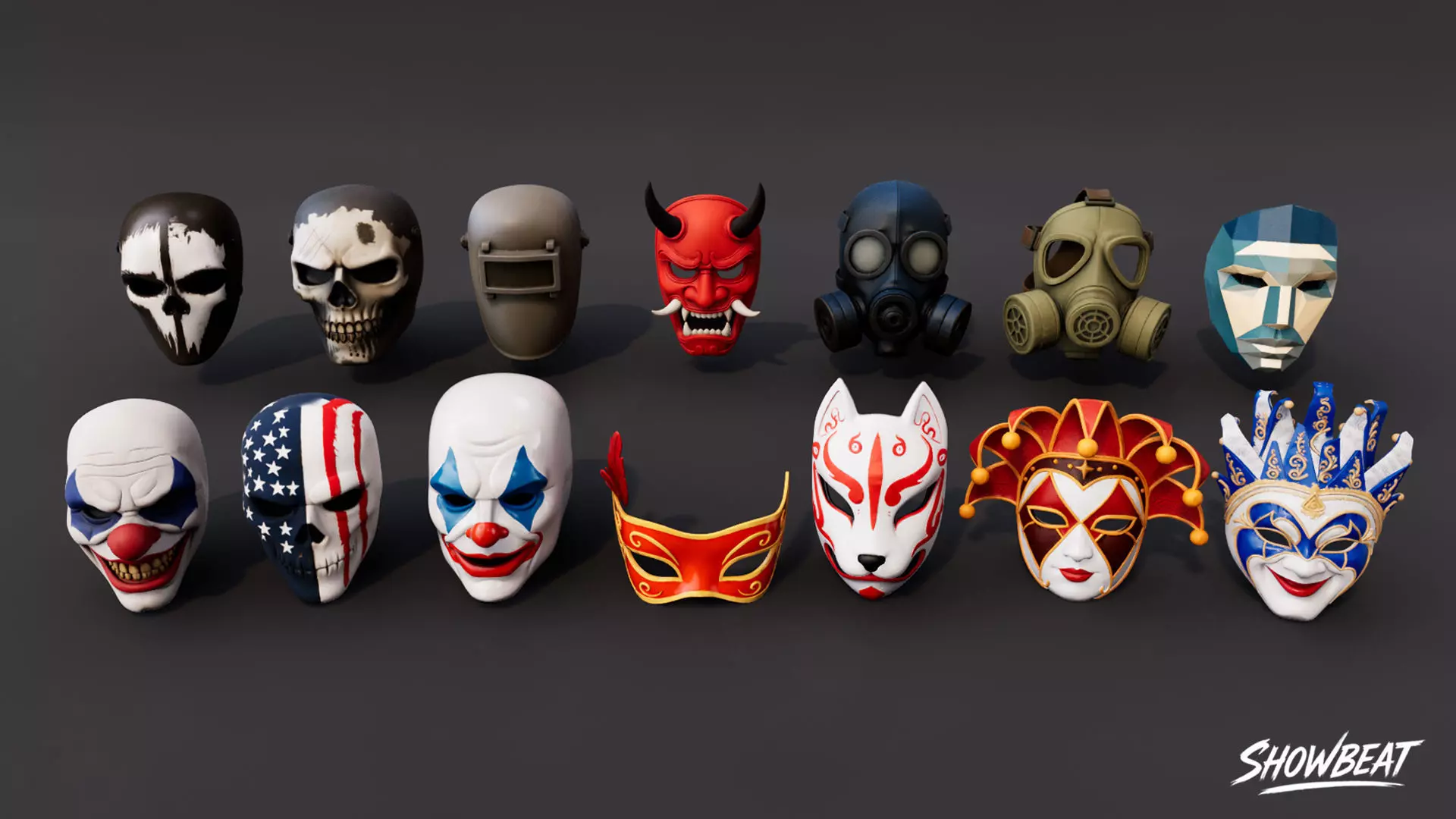 Mask Pack Low-poly 3D model_1