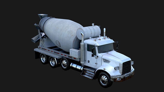 Concrete Mixing Truck 3D Model Realistic Rendered With Textured Low-poly 3D model