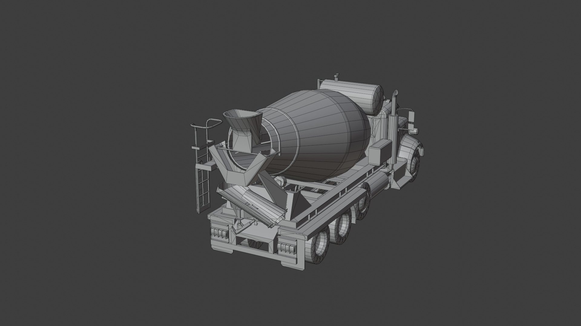 Concrete Mixing Truck 3D Model Realistic Rendered With Textured Low-poly 3D model_9
