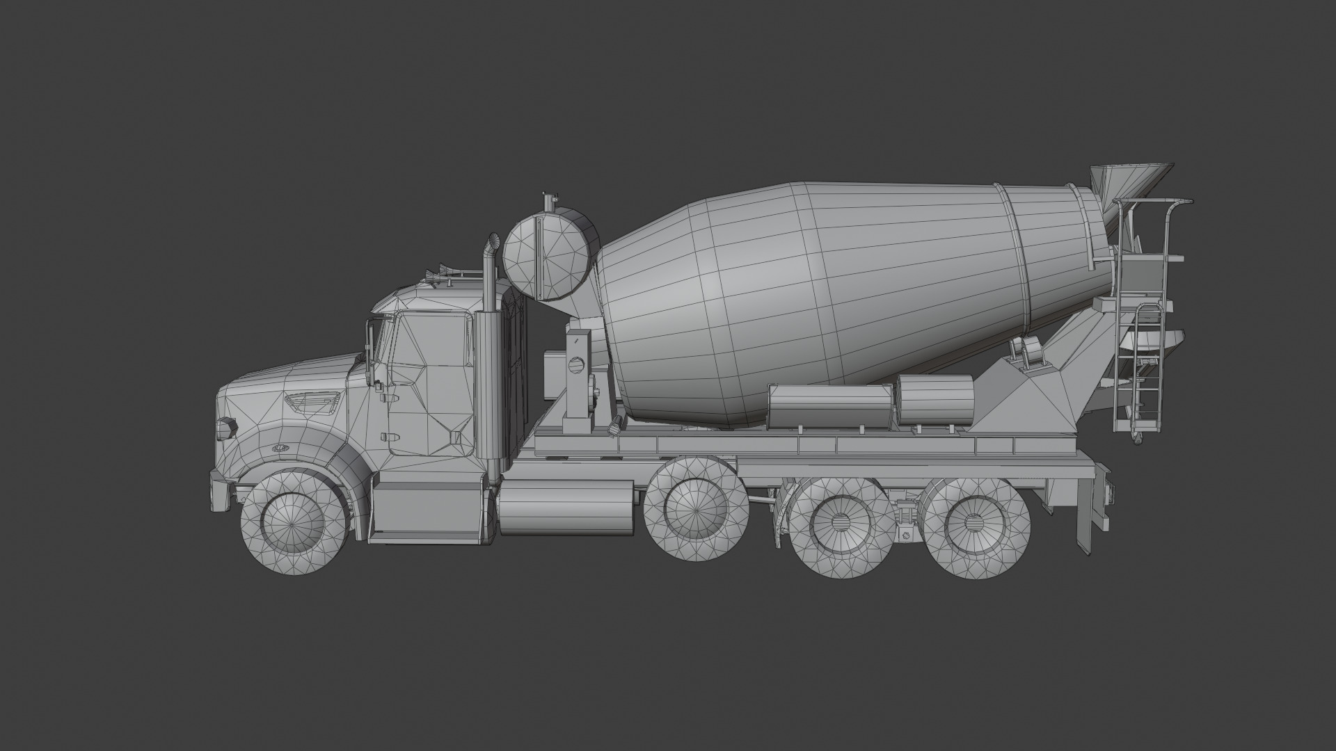 Concrete Mixing Truck 3D Model Realistic Rendered With Textured Low-poly 3D model_8