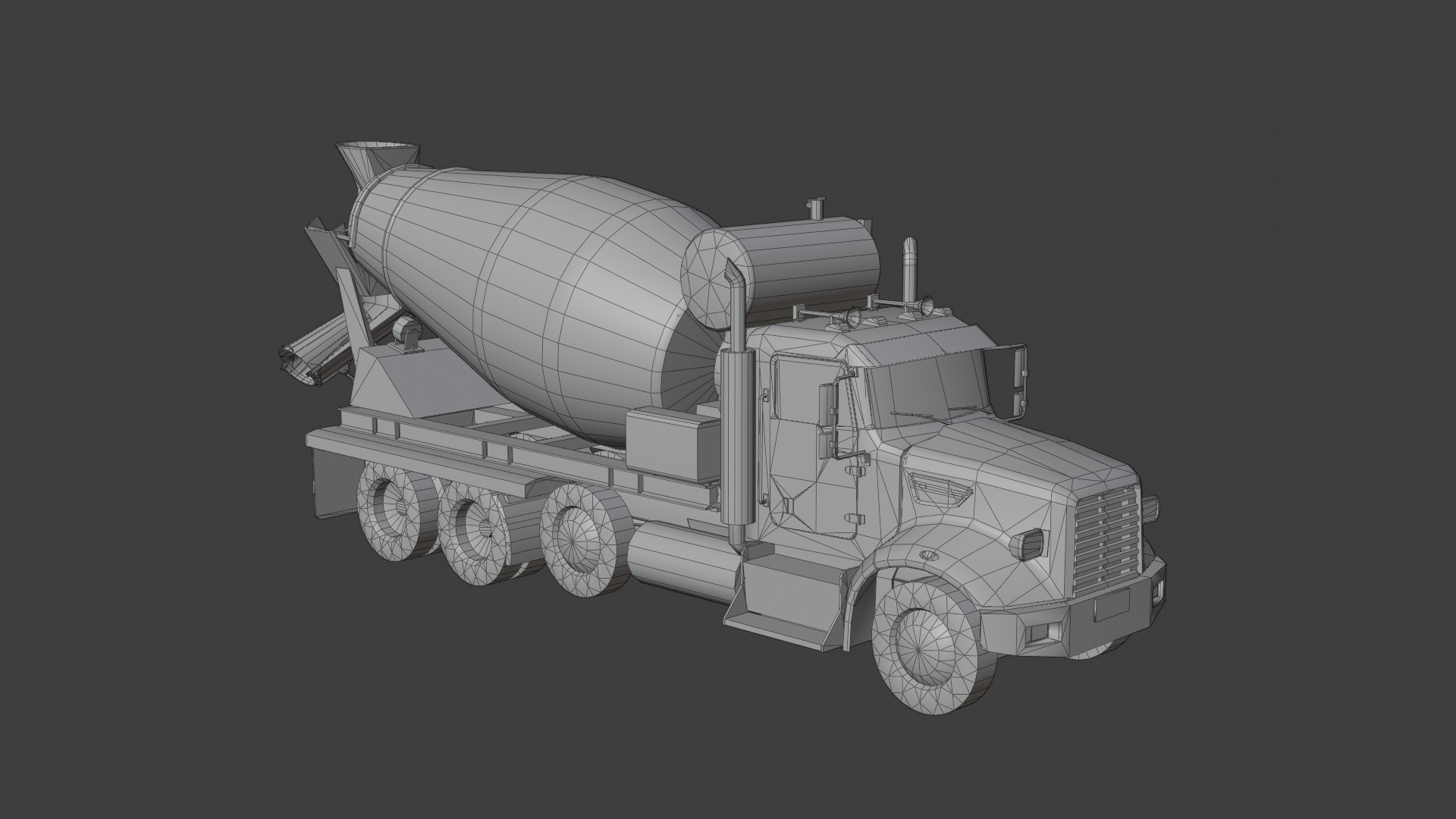 Concrete Mixing Truck 3D Model Realistic Rendered With Textured Low-poly 3D model_7
