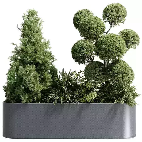 Office plant - Metal box plants on stand - set indoor plant 639 3D model