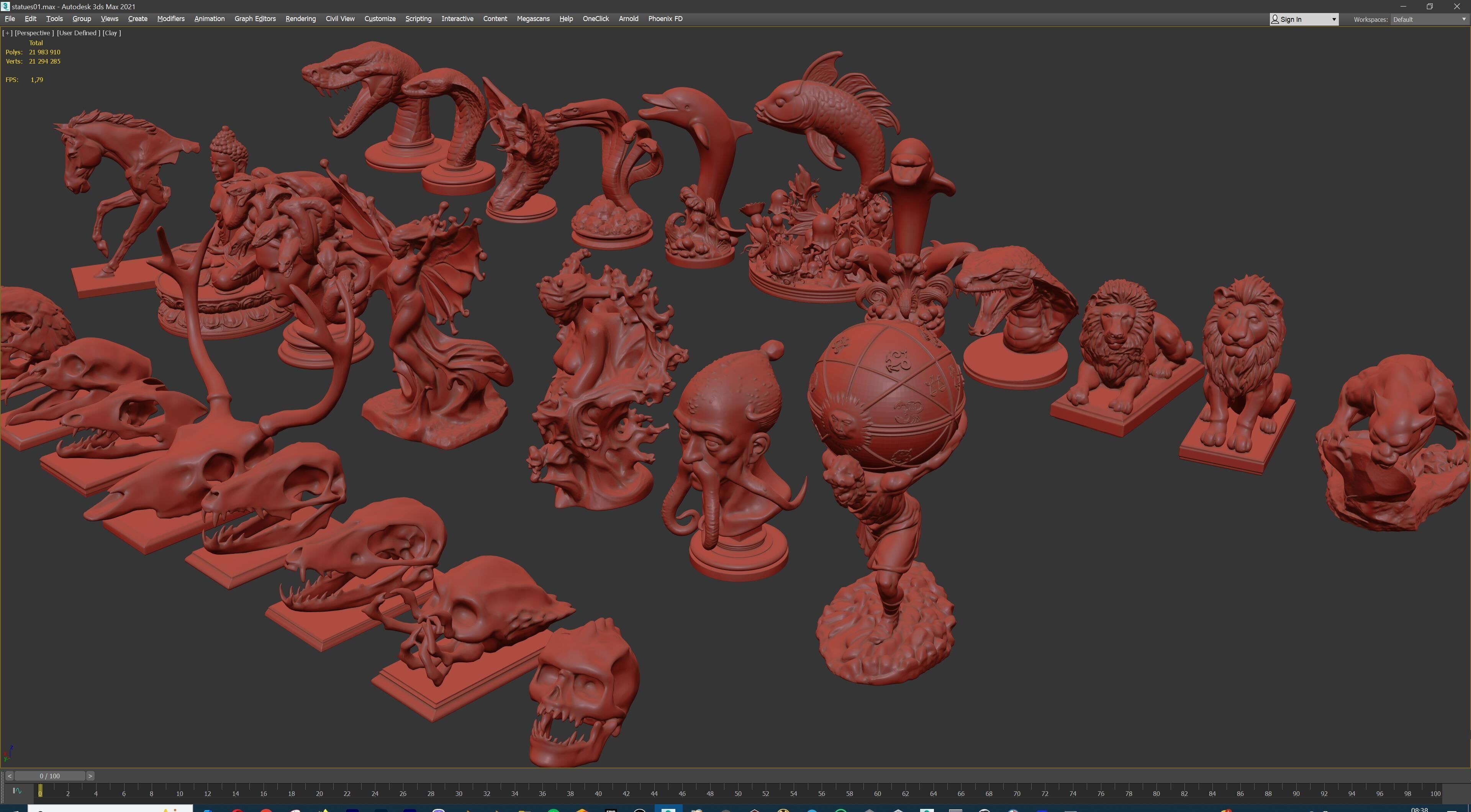 Fantasy Figurine Asset Pack 27 Stylized Statues 3D model_50