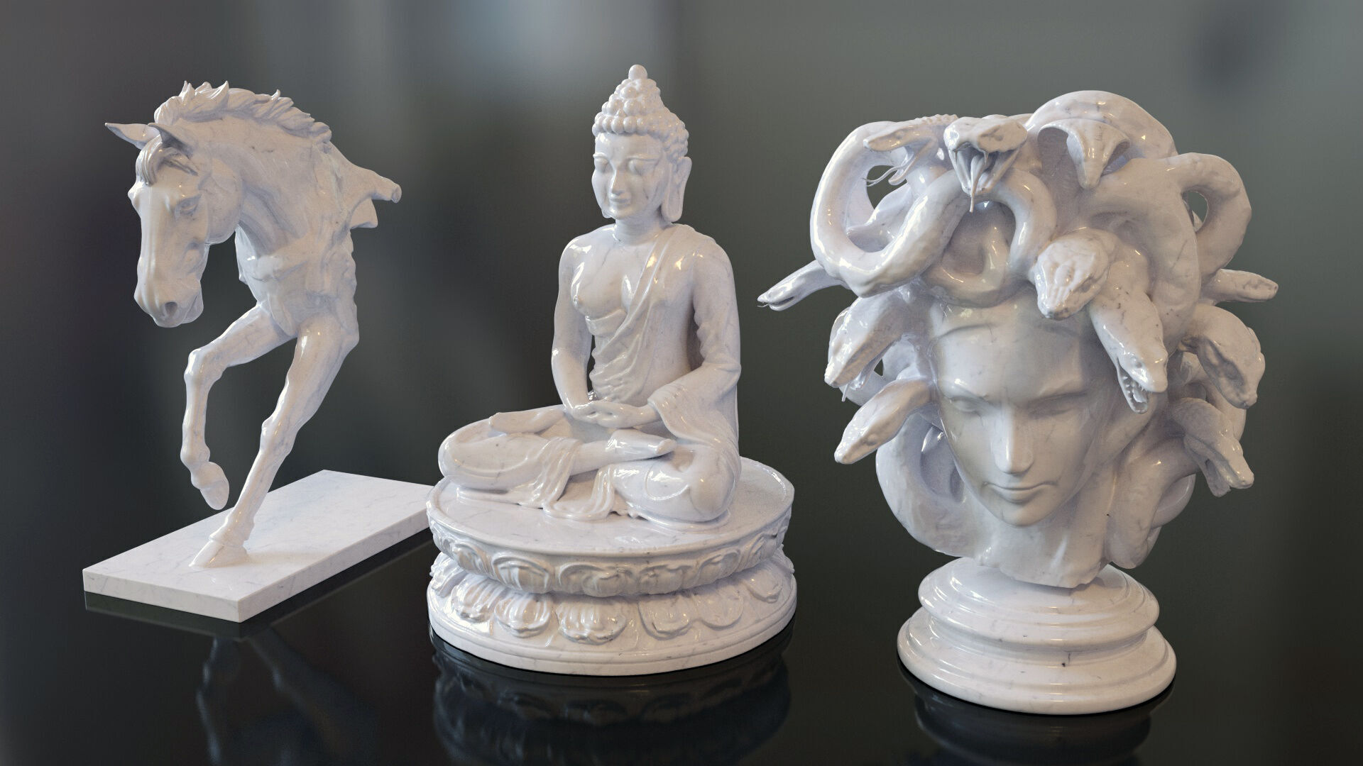 Fantasy Figurine Asset Pack 27 Stylized Statues 3D model_6