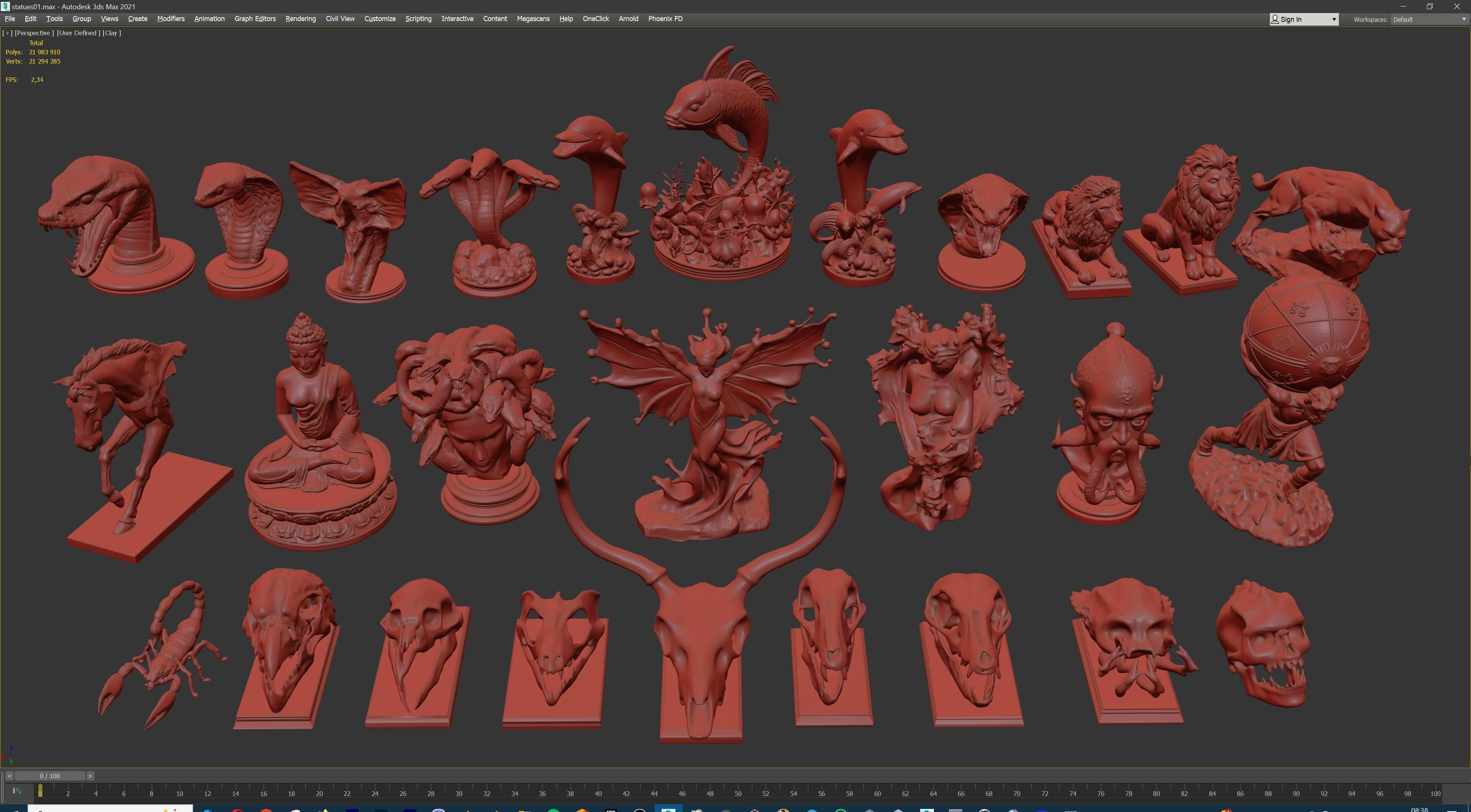 Fantasy Figurine Asset Pack 27 Stylized Statues 3D model_57