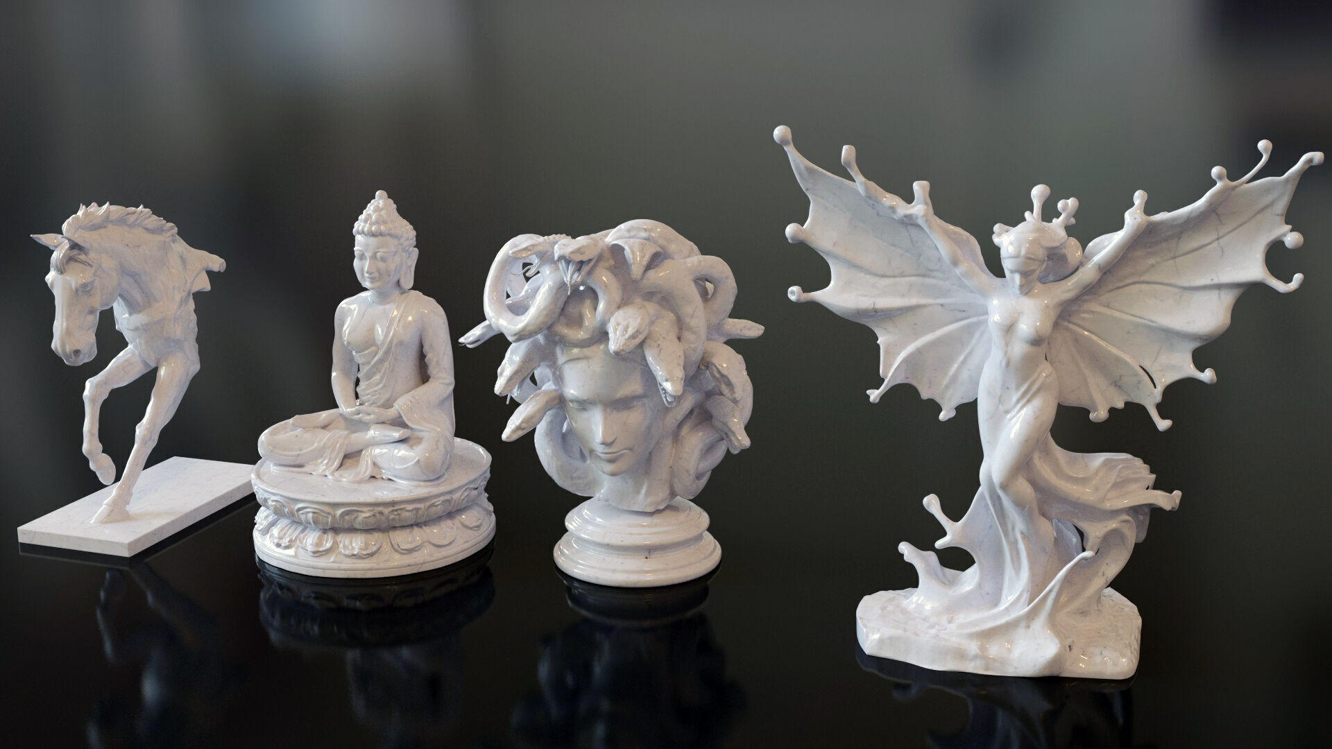 Fantasy Figurine Asset Pack 27 Stylized Statues 3D model_19