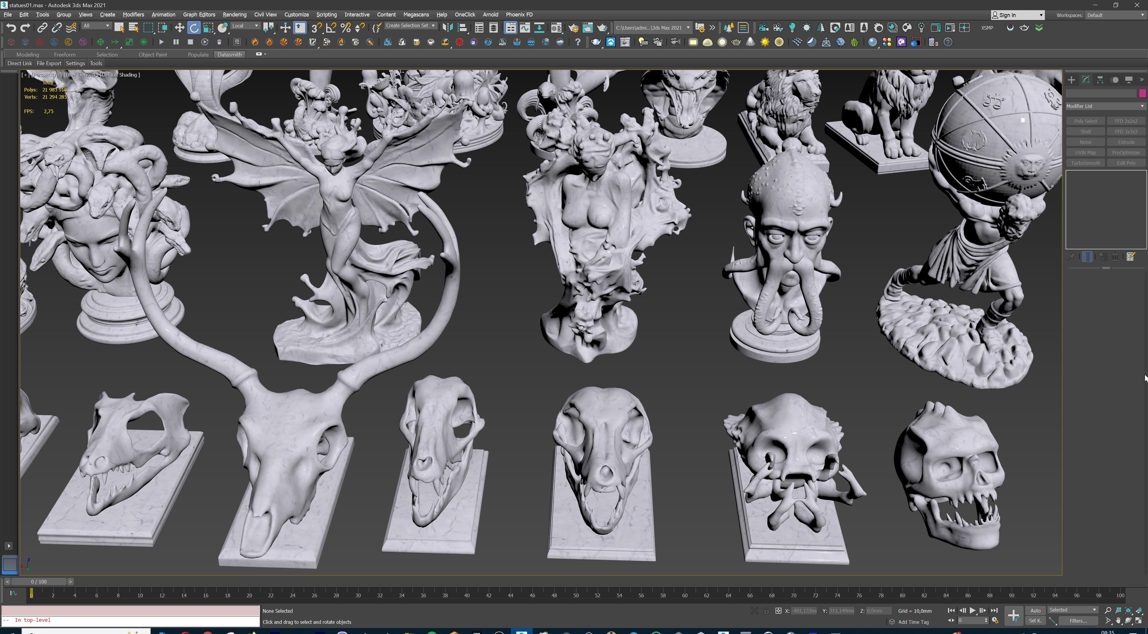 Fantasy Figurine Asset Pack 27 Stylized Statues 3D model_44