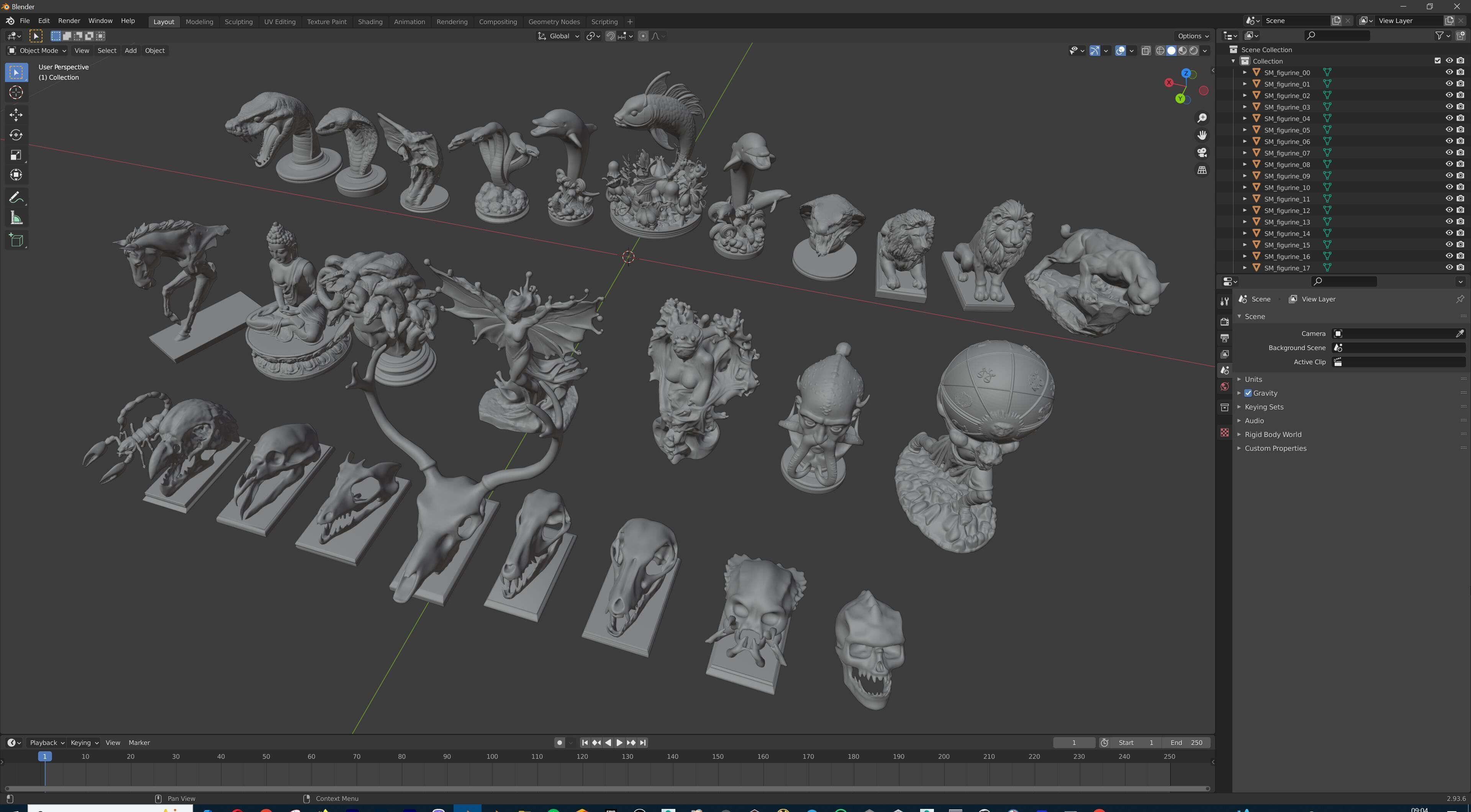 Fantasy Figurine Asset Pack 27 Stylized Statues 3D model_43