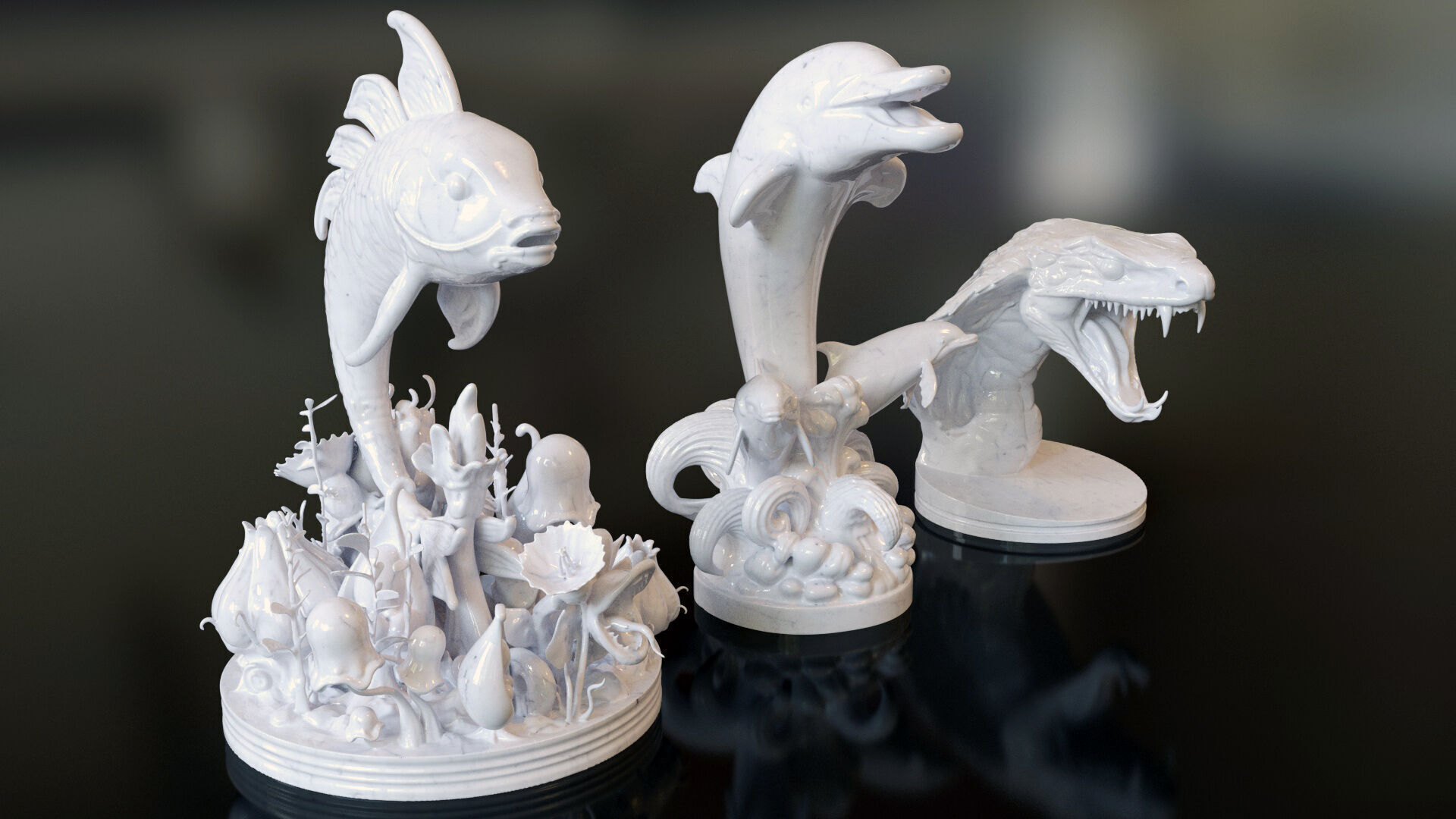 Fantasy Figurine Asset Pack 27 Stylized Statues 3D model_9