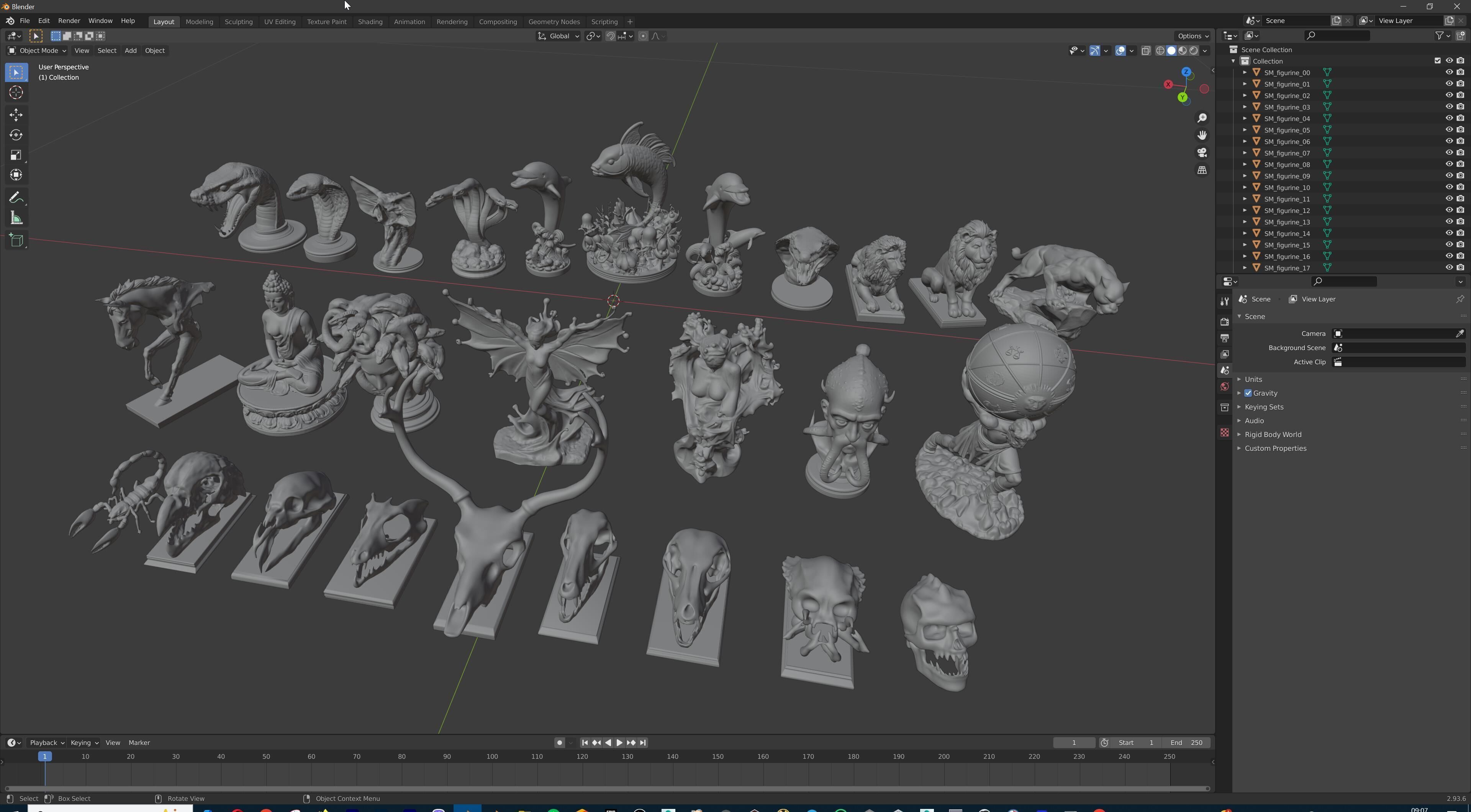 Fantasy Figurine Asset Pack 27 Stylized Statues 3D model_37