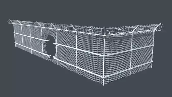 Modular Chain Link Fence High Poly 